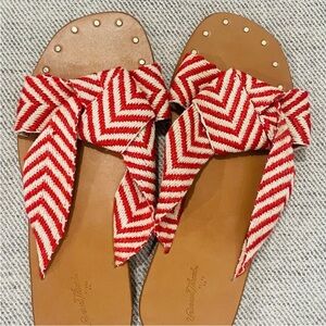 Red and white striped sandal